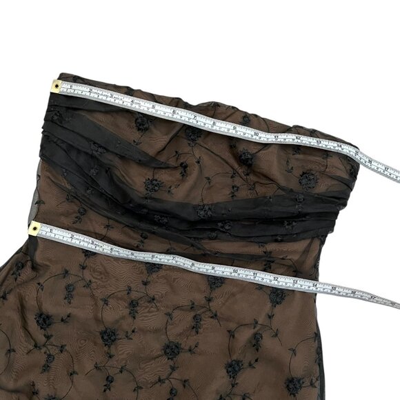 Lucy Agnes Silk Embroidered Sheer Strapless Gown Black M Vampire Witchy Romantic - Picture 11 of 11